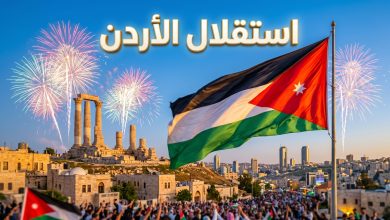 احتفالات عيد الاستقلال الأردني ورفع الأعلام في العاصمة عمّان